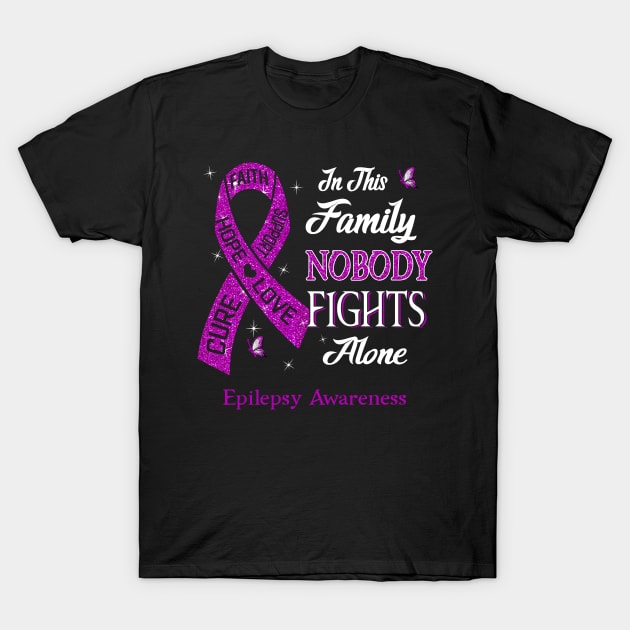 In This Family Nobody Fights Alone Epilepsy Awareness T-Shirt by designerrr